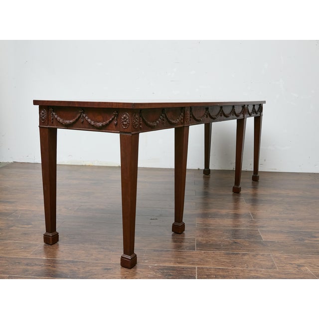 English Neoclassical Style 19th Century Mahogany Console Table with Carved Swags For Sale In Atlanta - Image 6 of 11