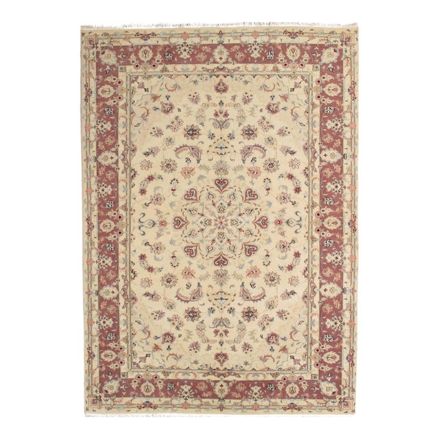 Vintage Persian Tabriz Rug With Floral Design 6'9" X 9'6" For Sale