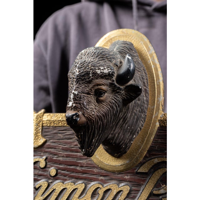 Late 20th Century Simon Pure Beer Ale Buffalo Head Advertising Sign For Sale - Image 5 of 7