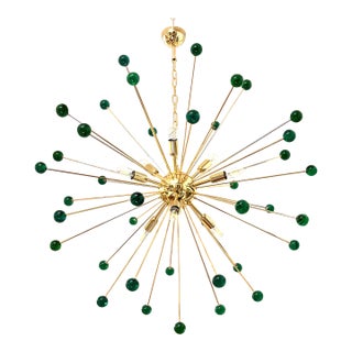 Contemporary Green “Star” Murano Glass Sputnik Chandelier For Sale