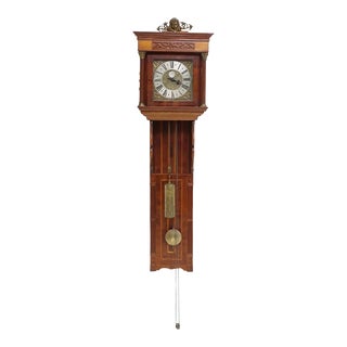 1700's Antique Cased Georgian Period Mahogany Crest Wall Clock For Sale