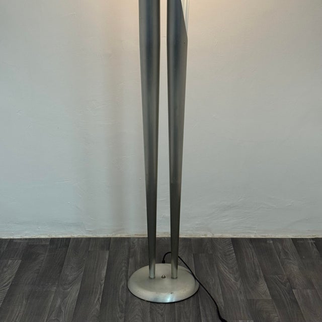 Vintage Floor Lamp with 2 Metal and Glass Stems, 1980s For Sale - Image 3 of 13