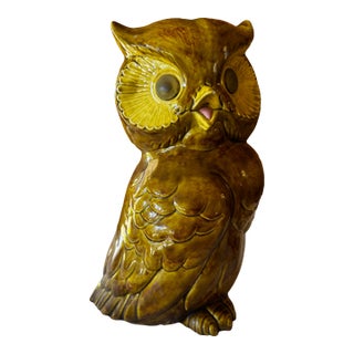Ceramic Owl Signed “Ostie” For Sale