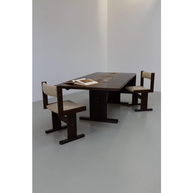 Danish Brutalist Oak Drop Leaf Dining Table with Ox Art Tiles by Gangso, 1970s For Sale - Image 4 of 18