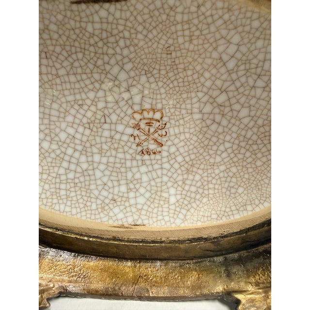 1980s Vintage Hollywood Regency Crackle Cachepot With Pomegranate Handles For Sale - Image 5 of 12