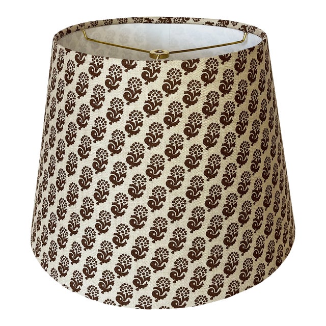 Brown Floral Block Print Pattern Lamp Shade, 11x16x11 Chairish