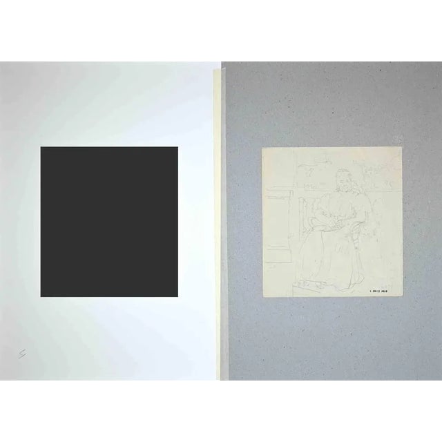 Portrait of a Lady on a Terrace is an original artwork realized by Louis Emile Adan (Parigi, 1839-1937) in 1930s. Pencil...