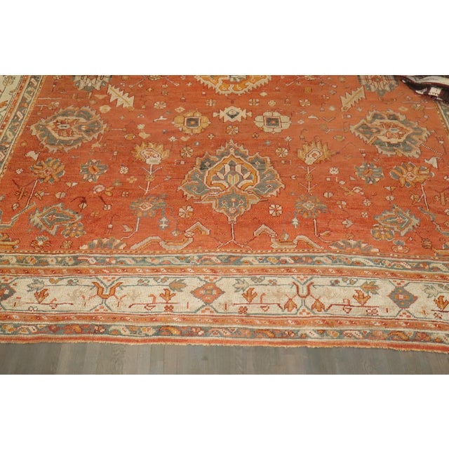 Pumpkin Orange Antique Square Large Oushak Rug - 12'5" x 14' For Sale - Image 10 of 14