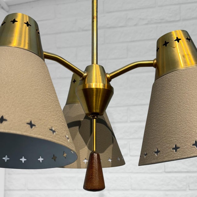 Wood Mid-Century Modern Pendant Lamp by Einar Bäckström, 1950s For Sale - Image 7 of 14