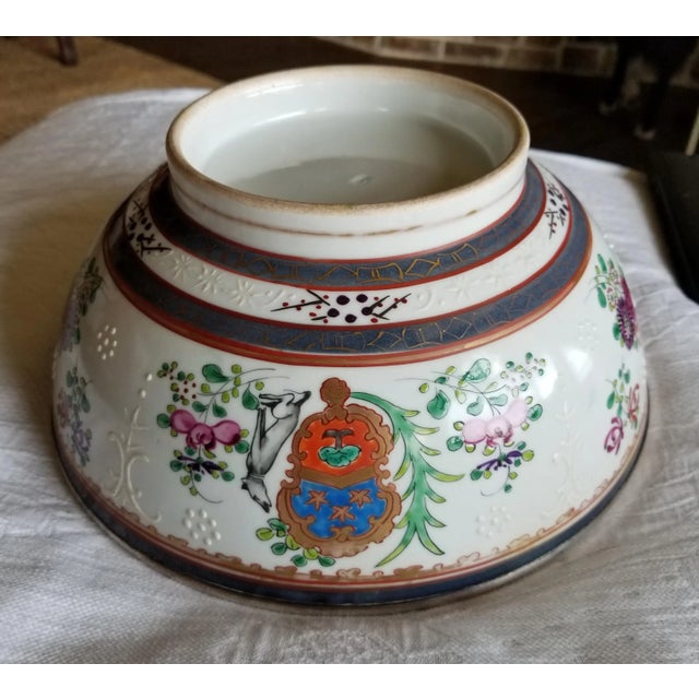 Traditional Antique Sterling Silver Rimmed Samson Amorial Bowl For Sale - Image 3 of 7