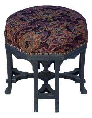 Late 19th Century Eastlake Victorian Octagonal Tall Jacquard Stool/ Ottoman