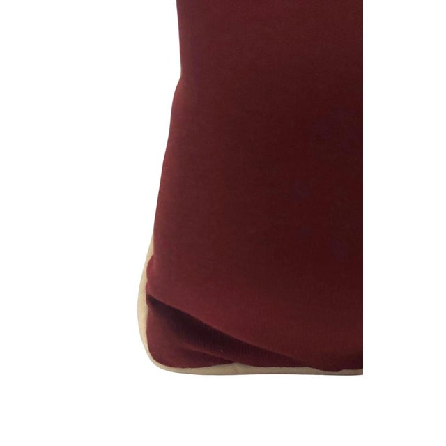 Textile Handmade Vintage Burgundy Maroon Needlepoint Pillow with Otello Sphinx Winged Lion For Sale - Image 7 of 9