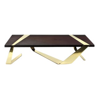 Gia Cinto Gold Coffee Table in Wood and Stainless Steel by Barberini & Gunnell For Sale