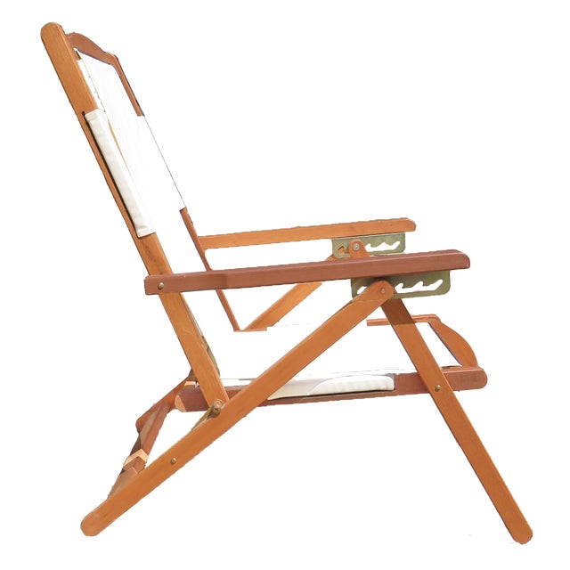 American Coastal Chic Adjustable & Folding Canvas Deck / Beach Chair For Sale - Image 3 of 8