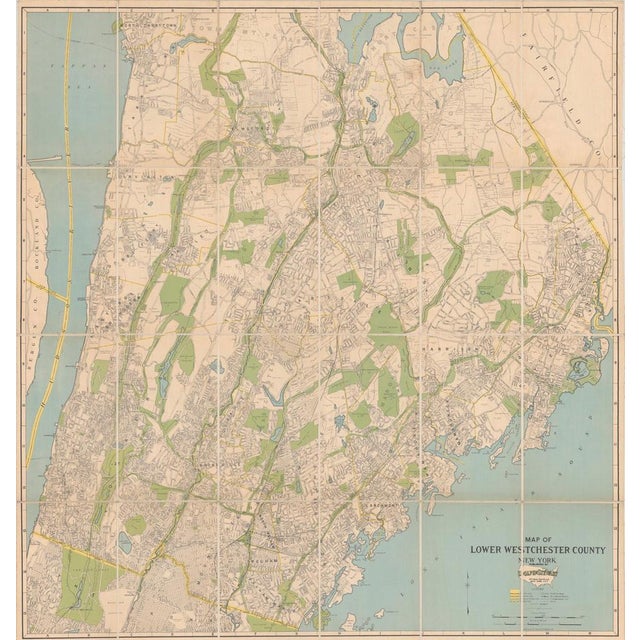 Large Decorative Map of Westchester County New York, 1931 For Sale - Image 11 of 11