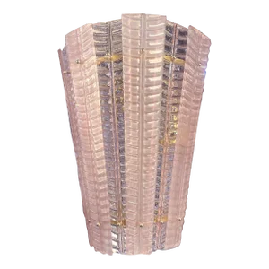 Lantern in Pink Transparent and Sanded Murano Glass in Barovier E Toso Style