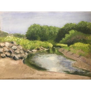 Vintage Pastel Landscape Painting For Sale