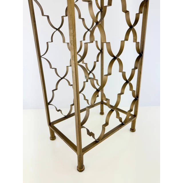 1960s Vintage Hollywood Regency Gold Metal Quatrefoil Wine Rack For Sale - Image 5 of 11