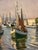 French Harbor and Sailboat Scene Oil Painting, Early to Mid 20th Century For Sale - Image 4 of 6