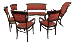 Curved Wood Living Room Table and Chairs from Jacob & Josef Kohn, 1890s, Set of 5