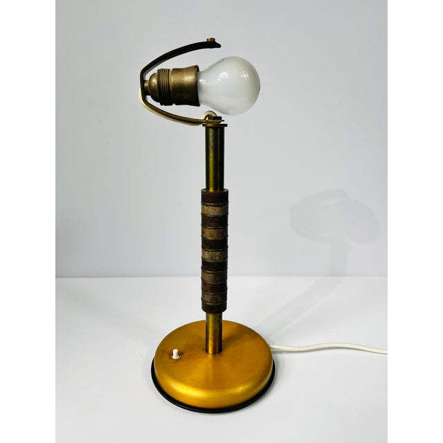 Mid-Century Modern Art Deco Danish Zenith Gold Table Lamp in Aluminum, Brass and Bakelite, 1960 For Sale - Image 9 of 18