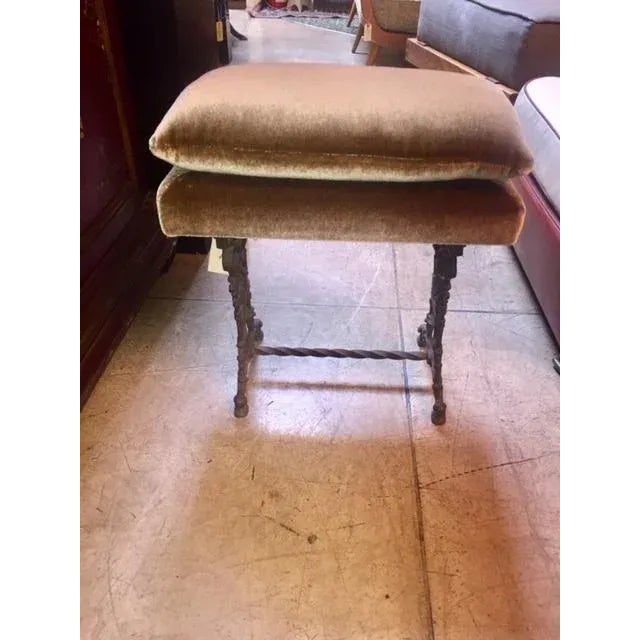 Metal Vintage Painted Iron Bench For Sale - Image 7 of 7