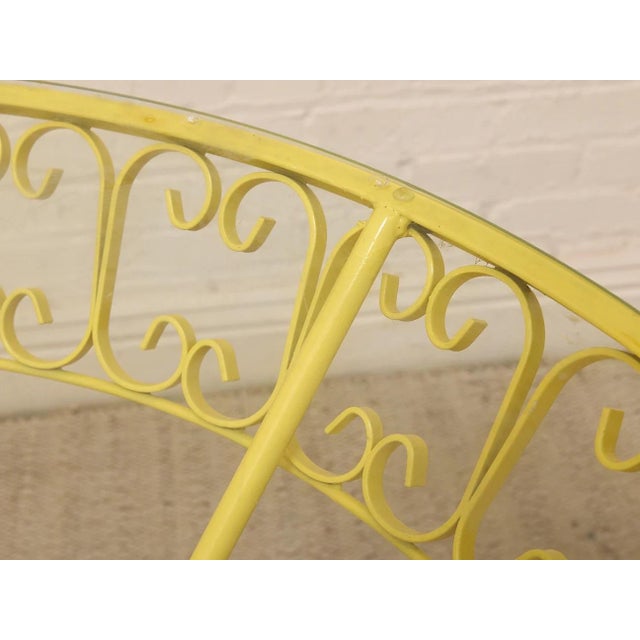 Mid 20th Century Styled After Arthur Umanoff Vintage Yellow Patio Dining Set With Glass Top Table and Four Chairs For Sale In Los Angeles - Image 6 of 12