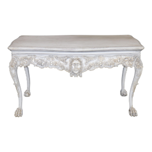 Distressed Painted White Georgian Style Figural Masque Center Table C. 1940s Era