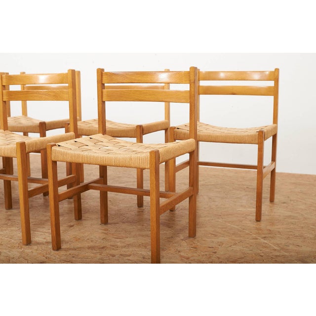 Chair Set in Oak Frame and Woven Seat, Denmark, 1950s, Set of 8 For Sale - Image 4 of 9