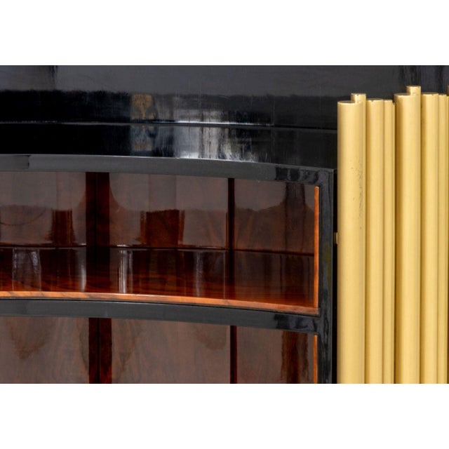 Early 21st Century Art Deco Style Black Lacquered & Brass Bar Cabinet For Sale - Image 5 of 10