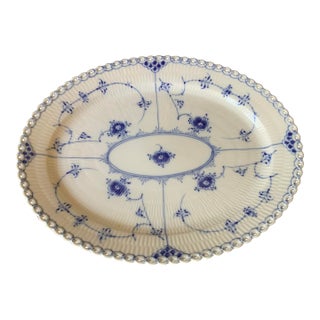 1960s Royal Copenhagen Blue Fluted Full Lace Platter 1148 For Sale
