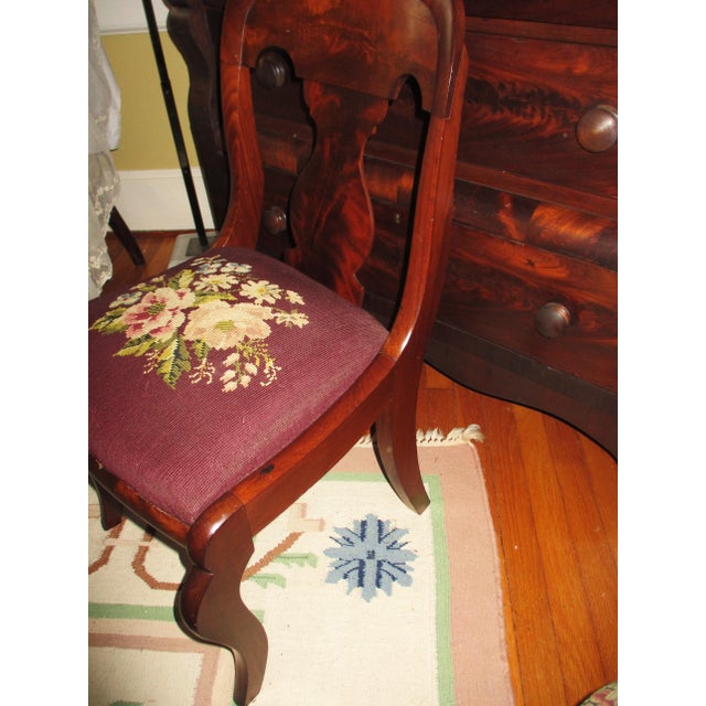Mid 19th Century Antique Empire Flame Mahogany Accent Chair With Needlepoint Seat For Sale In Columbia, SC - Image 6 of 8
