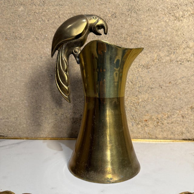 Mid-Century Modern Parrot Pitcher Metales Casasdos Brass For Sale - Image 9 of 10