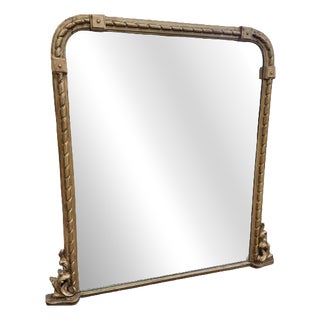 Large Antique English Rope Twist Framed Mirror, 19th Century For Sale