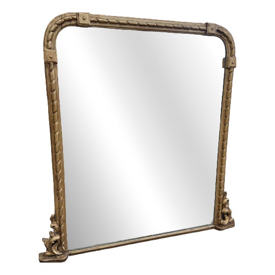Large Antique English Rope Twist Framed Mirror, 19th Century For Sale