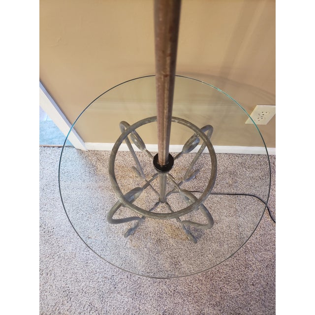 Metal Frederick Cooper Labeled Floor Lamp With Glass Table For Sale - Image 7 of 13