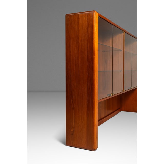 Danish Mid-Century Modern Display Case / Cabinet Topper in Teak W/ Glass Doors & Adjustable Shelves Attributed to D-Scan, C. 1980s For Sale - Image 11 of 14