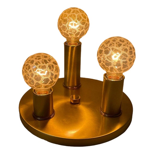 Regency Brass Ceiling Lamp with Patterned Bulbs from Helestra, Germany, 1980s For Sale