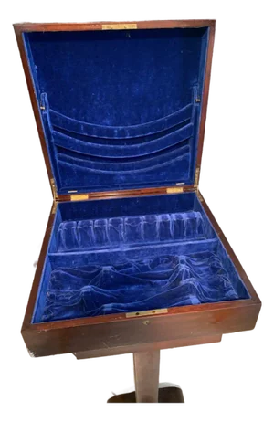 Late 19th Century Majestic English Regency Campaign Chest – Silverware Box, Attributed to Tilden-Thurber (Unmarked)