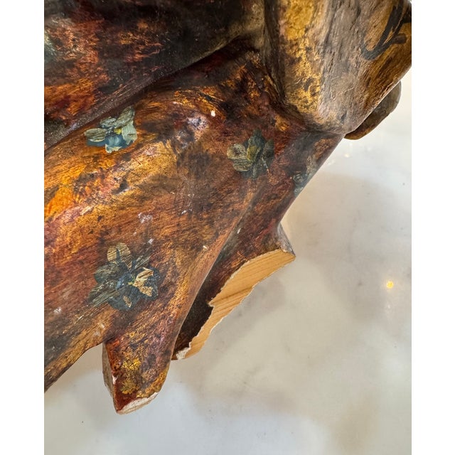 Antique Italian Carved Wood Angel, Original Paint, Circa 1880s For Sale - Image 15 of 17