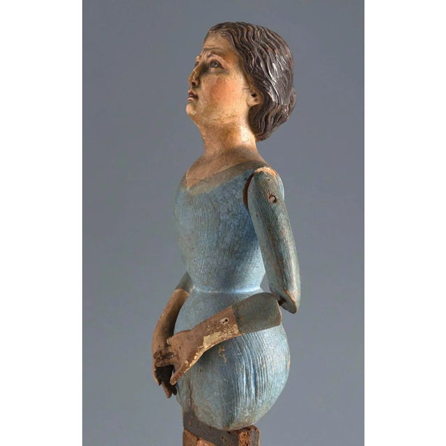Mid 19th Century 19th Century Articulated Santos Wooden Figure of the Virgin Mary For Sale - Image 5 of 7