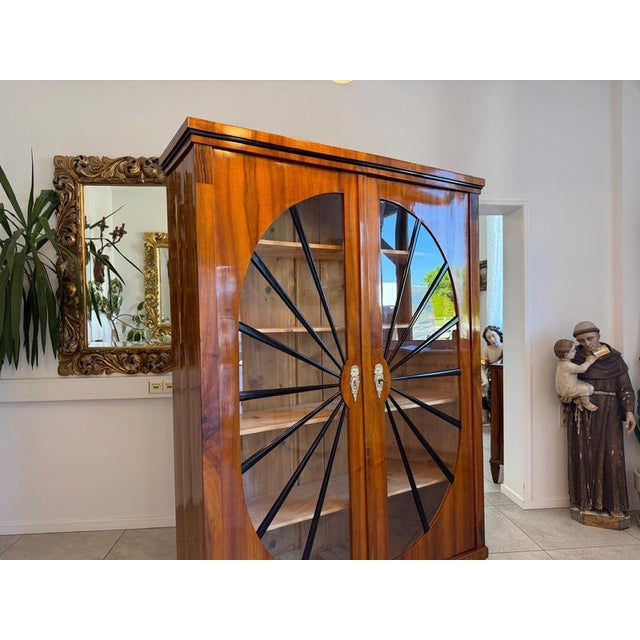 Biedermeier Sun-Shaped Display Cabinet in Walnut For Sale - Image 12 of 14