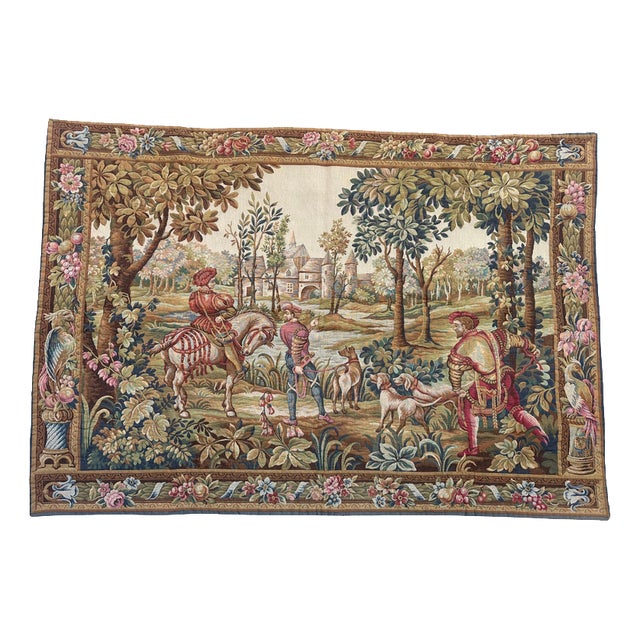 Vintage French Aubusson Style Jacquard Tapestry, 1970s For Sale