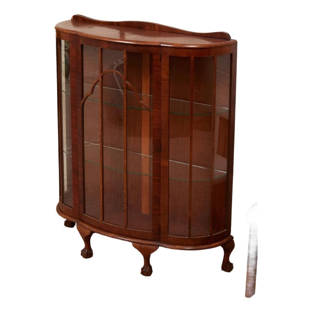 English Walnut Antique Curio For Sale