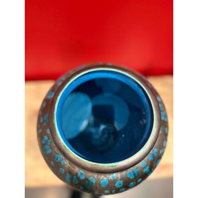 Vintage West Germany ceramic stamped mid century vase. Gorgeous blue shades.