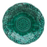 Green Majolica Strawberries Platter Sarreguemines Majolica, Circa 1870 For Sale