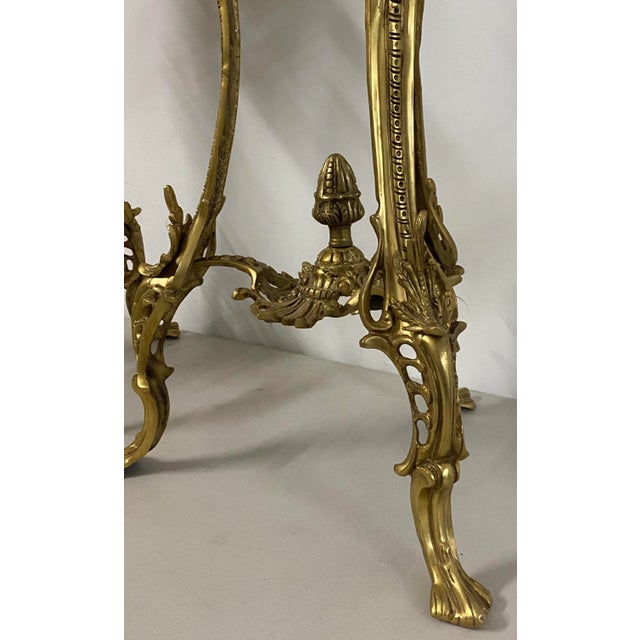 Vintage Gilded Bronze Plant Stands With Inlay C.1940 - a Pair For Sale - Image 4 of 13