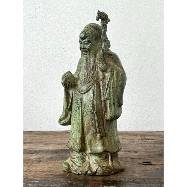 Vintage Asian Patinated Bronze Character For Sale - Image 12 of 12