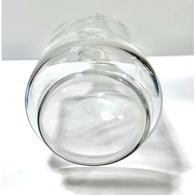 Vintage Etched Sailing Ship Glass Decanter With Cobalt Nautical Bar Bowl For Sale - Image 9 of 9