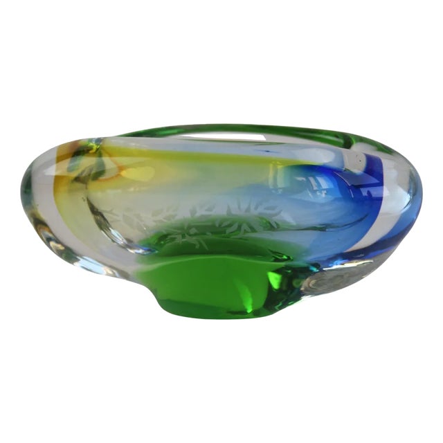 Mid-Century Czech Ashtray in Hand-Formed Art Glass, 1960s For Sale
